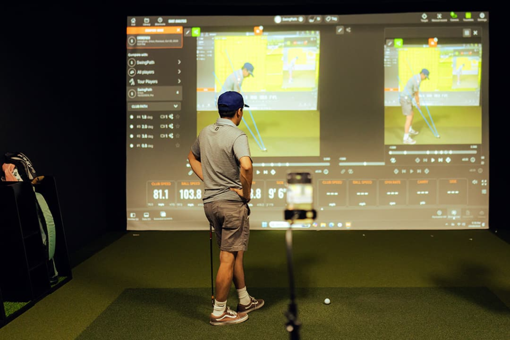 TrackMan iO complete simulator build with enclosure and projector