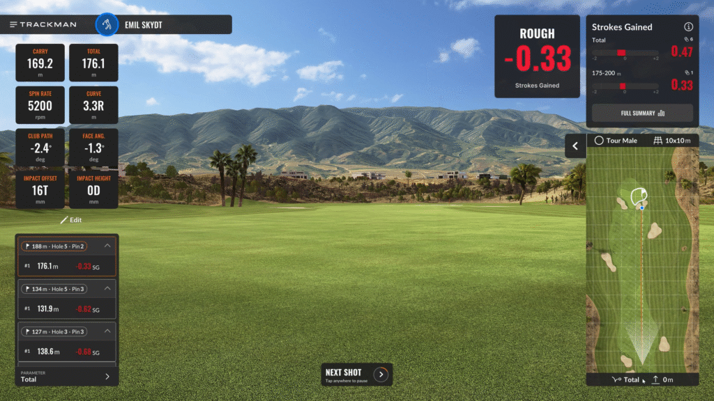 TrackMan iO Home ball data metrics on screen